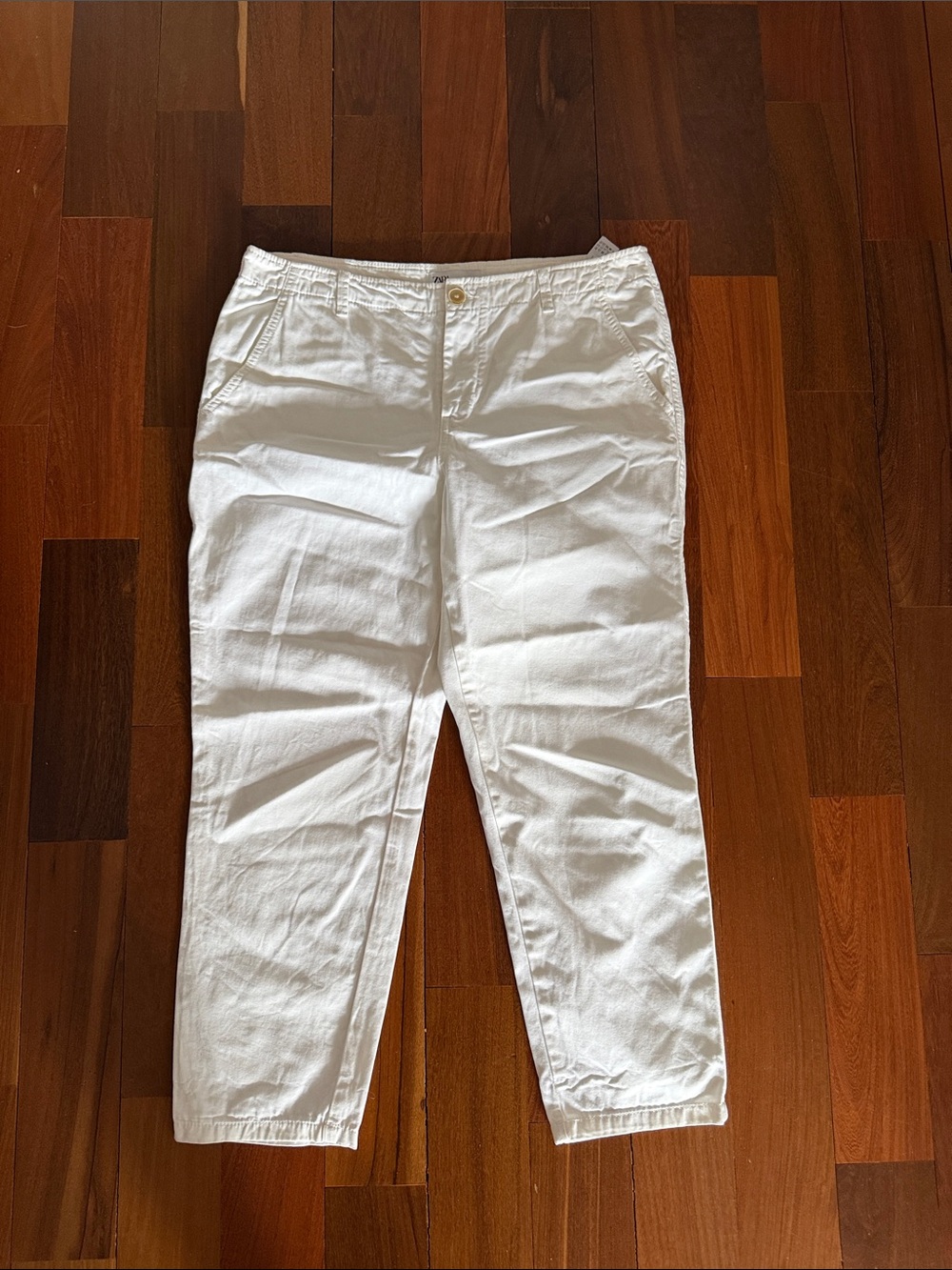 Zara White Cotton Waistband Trousers